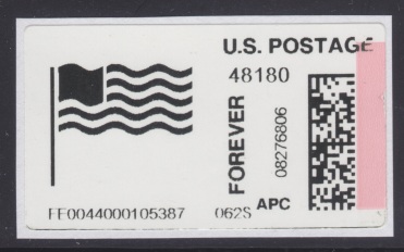 Automated Postal Center label picturing flag