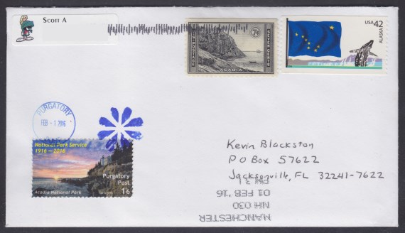 Cover bearing a copy of Purgatory Post's National Park Service stamp