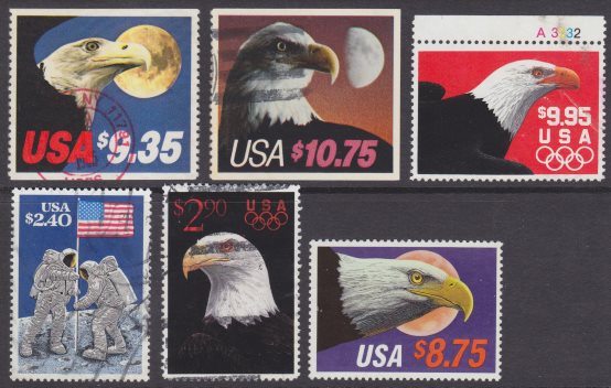 Set of six high face value United States stamps