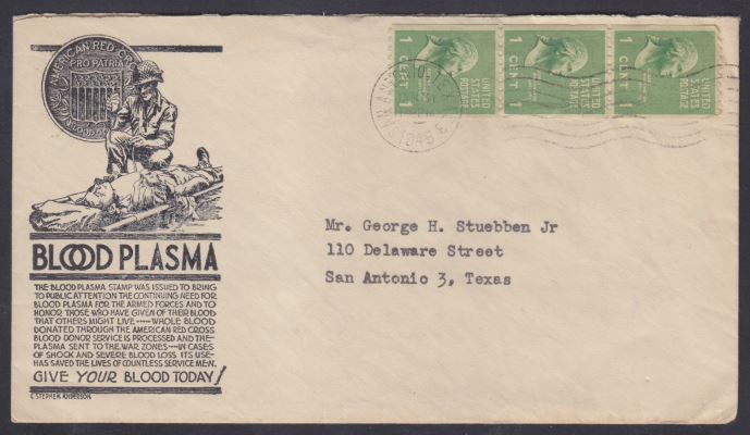 Cover with cachet prepared for proposed blood plasma stamp
