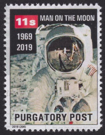 Purgatory Post 11-sola Man on the Moon local post stamp