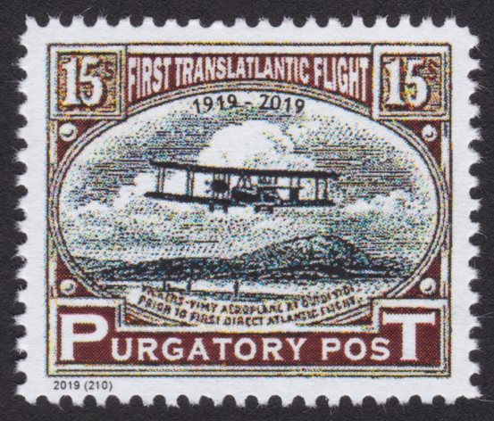 Purgatory Post stamp picturing Vickers Vimy airplane