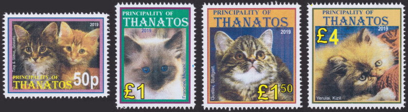 Principality of Thanatos stamps picturing cats