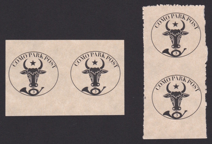 3¢ Como Park Post local post stamp picturing bull